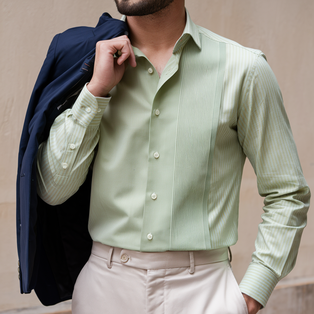 green wide stripe winchester dress shirt